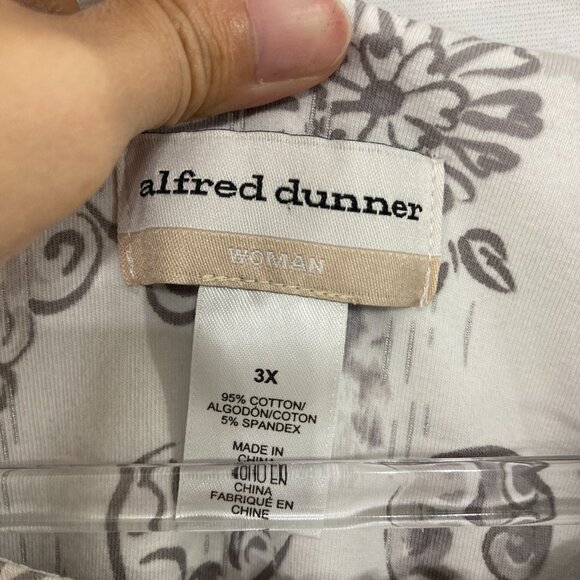 Alfred Dunner size 3X Gray Floral Paisley Stretch 3/4 Sleeve Comfy Preppy Top - Picture 2 of 8